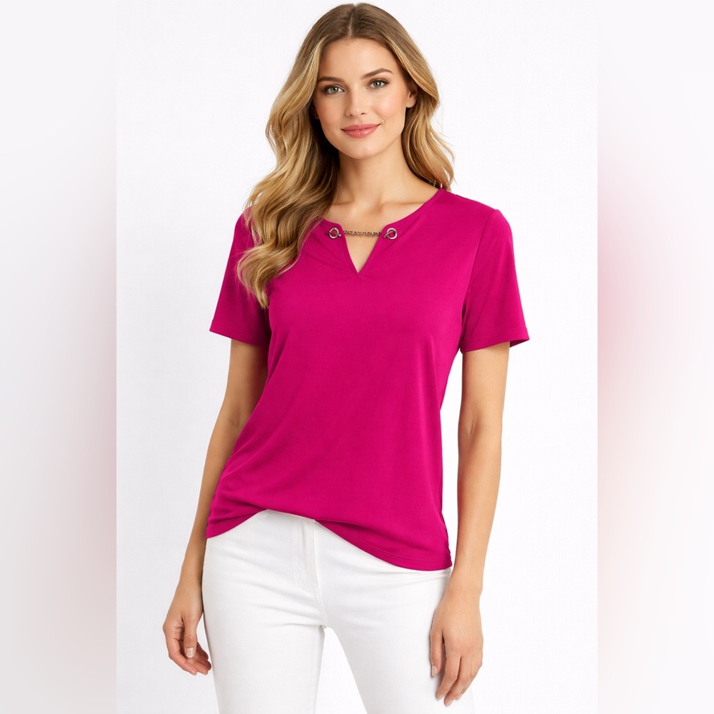 Tahari Fuchsia Short Sleeve Tee
